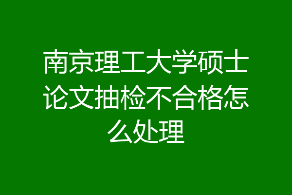 南京理工大学硕士论文抽检不合格怎么处理
