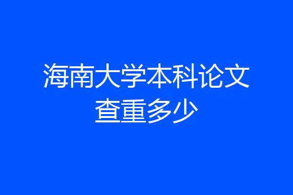 海南大学本科论文查重多少