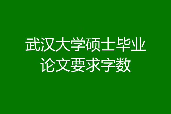 武汉大学硕士毕业论文要求字数