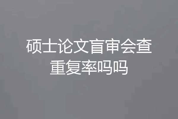 硕士论文盲审会查重复率吗吗