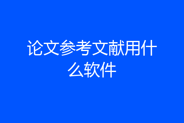 论文参考文献用什么软件