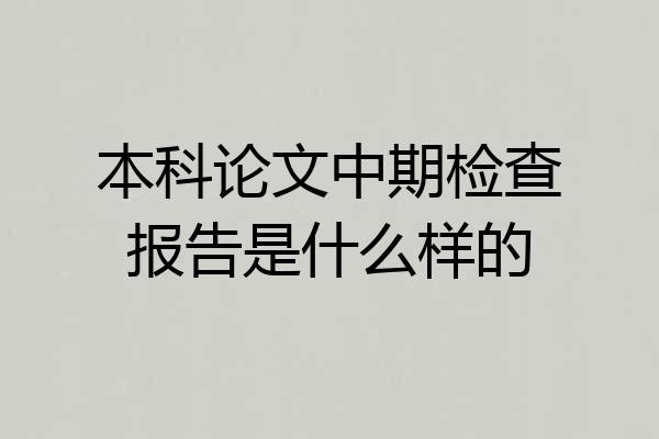 本科论文中期检查报告是什么样的