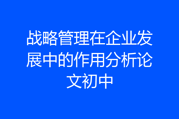 战略管理在企业发展中的作用分析论文初中