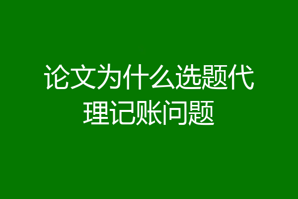 论文为什么选题代理记账问题