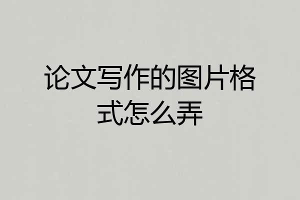 论文写作的图片格式怎么弄