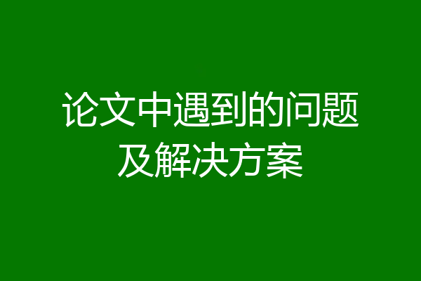 论文中遇到的问题及解决方案