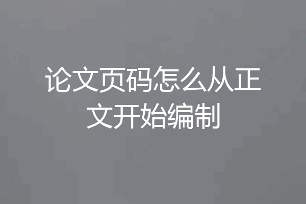 论文页码怎么从正文开始编制