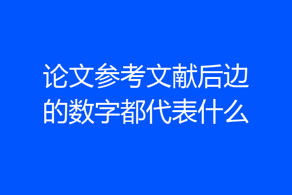 论文参考文献后边的数字都代表什么