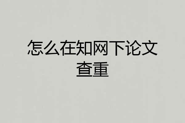 怎么在知网下论文查重