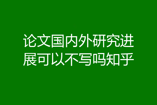 论文国内外研究进展可以不写吗知乎
