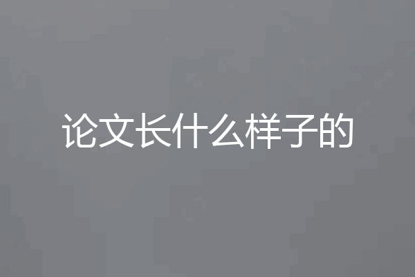 论文长什么样子的