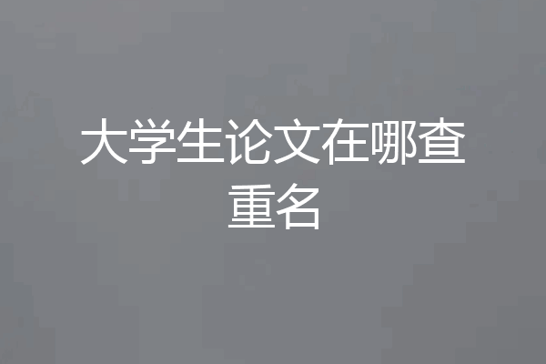大学生论文在哪查重名