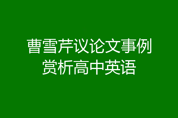 曹雪芹议论文事例赏析高中英语