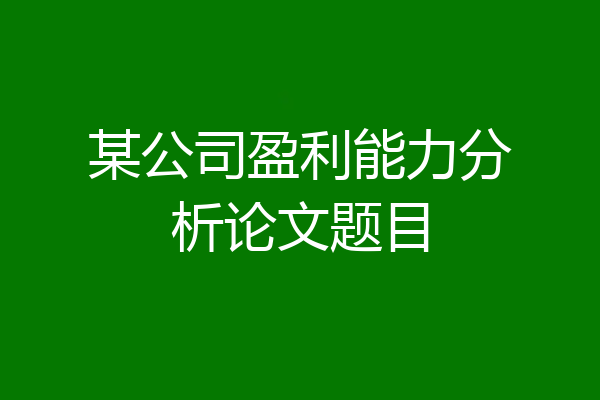 某公司盈利能力分析论文题目
