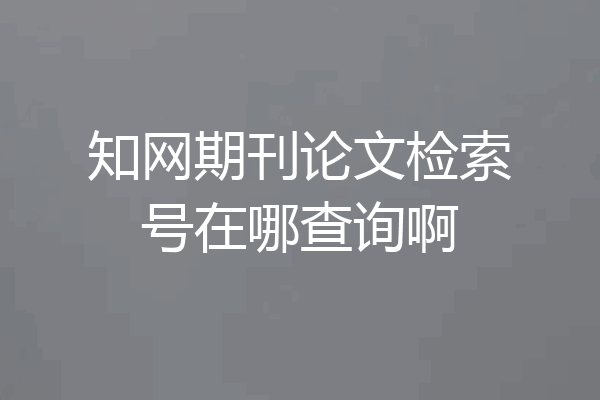 知网期刊论文检索号在哪查询啊