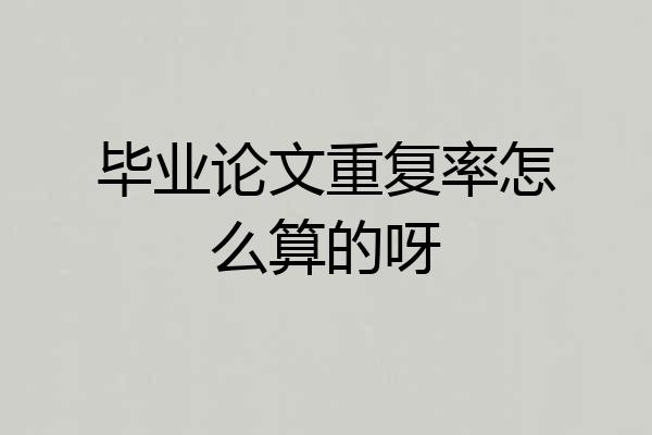 毕业论文重复率怎么算的呀