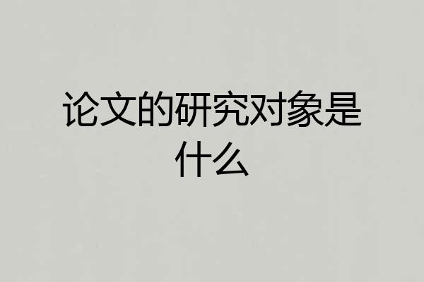 论文的研究对象是什么