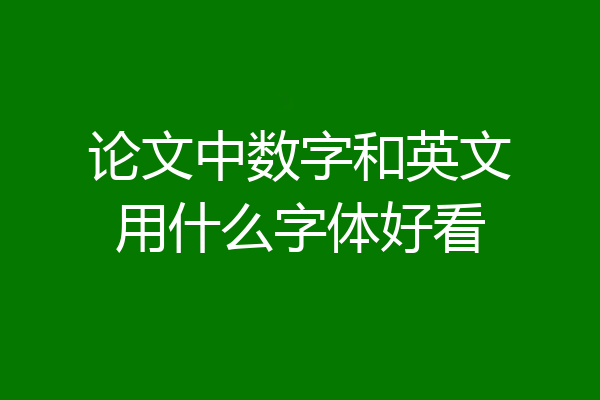 论文中数字和英文用什么字体好看