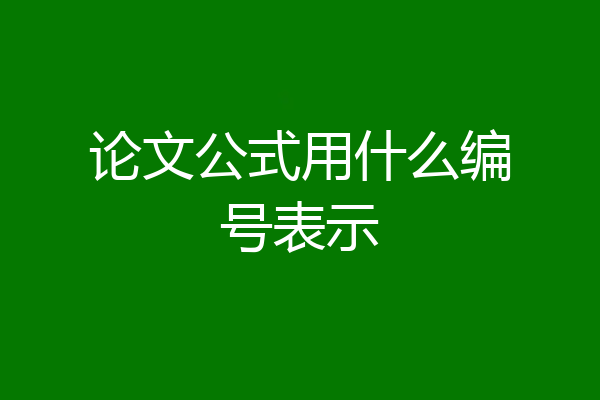 论文公式用什么编号表示