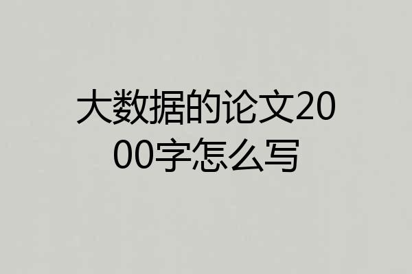 大数据的论文2000字怎么写