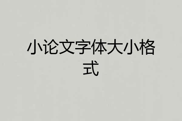 小论文字体大小格式