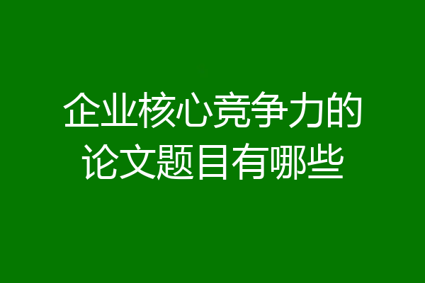 企业核心竞争力的论文题目有哪些