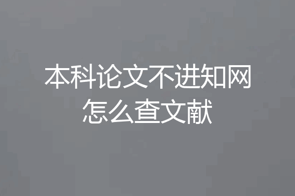 本科论文不进知网怎么查文献