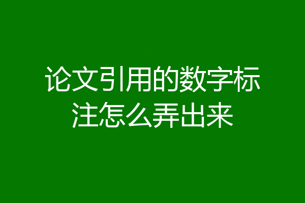 论文引用的数字标注怎么弄出来