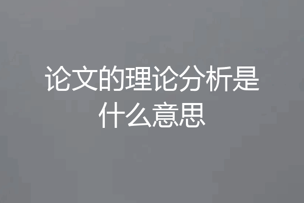 论文的理论分析是什么意思
