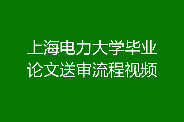上海电力大学毕业论文送审流程视频