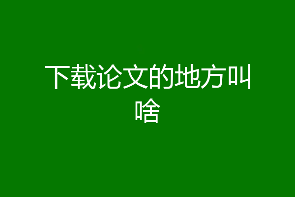 下载论文的地方叫啥