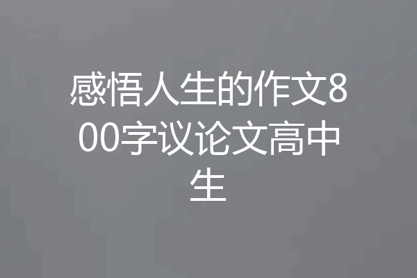 感悟人生的作文800字议论文高中生