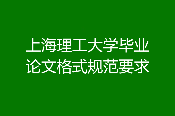 上海理工大学毕业论文格式规范要求