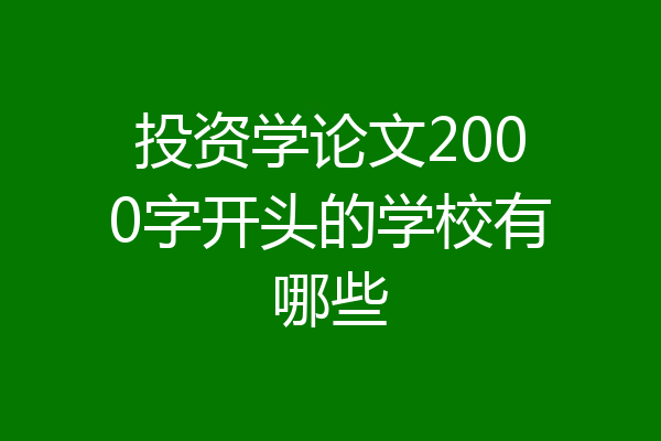 投资学论文2000字开头的学校有哪些