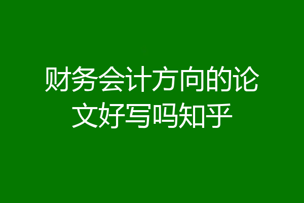 财务会计方向的论文好写吗知乎