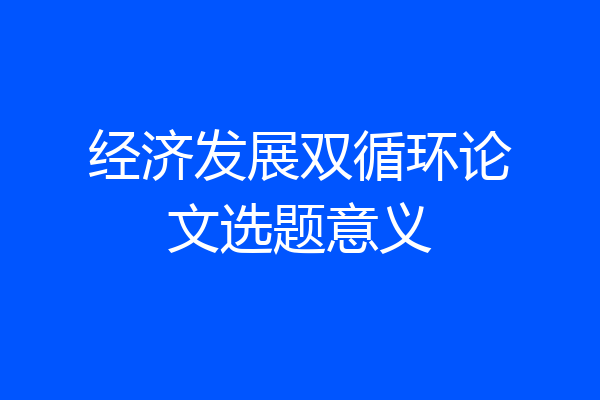 经济发展双循环论文选题意义