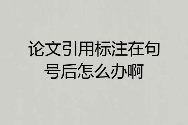 论文引用标注在句号后怎么办啊