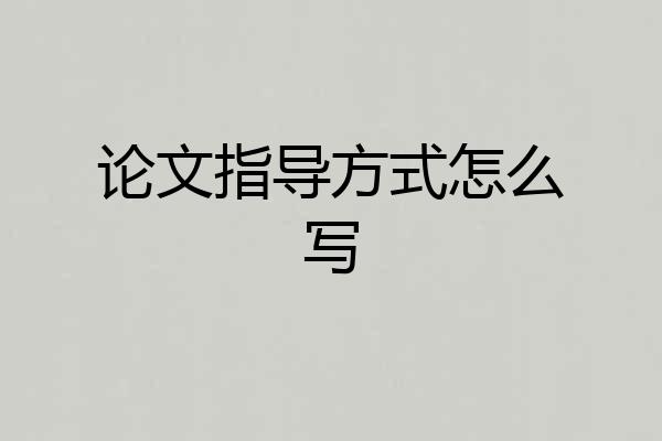 论文指导方式怎么写
