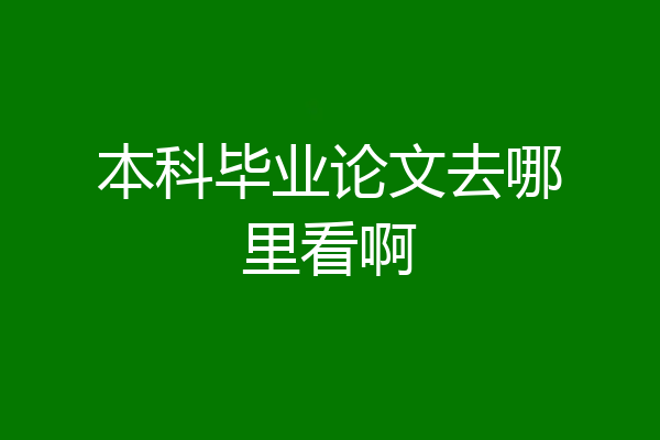 本科毕业论文去哪里看啊