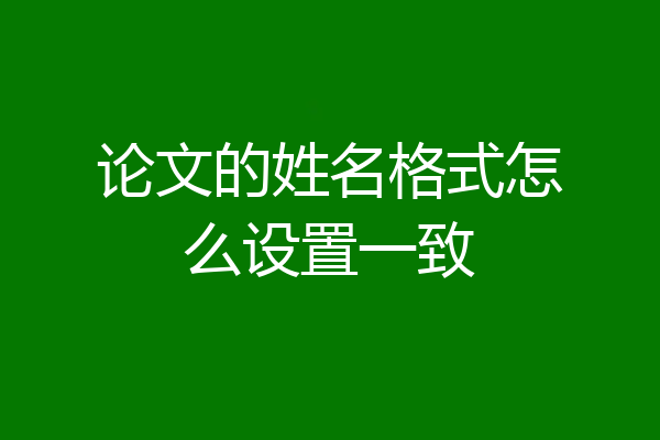 论文的姓名格式怎么设置一致