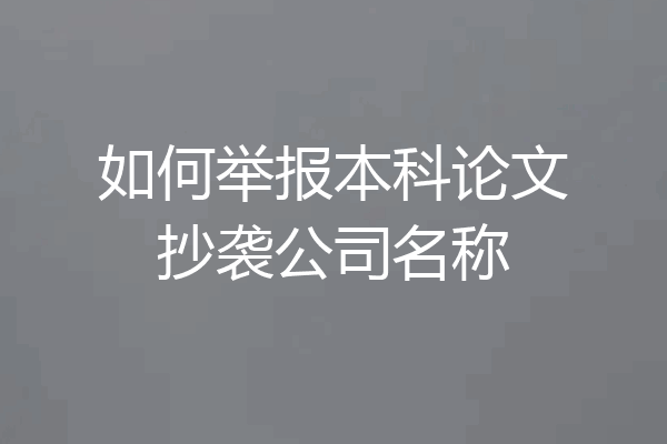 如何举报本科论文抄袭公司名称