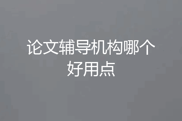 论文辅导机构哪个好用点