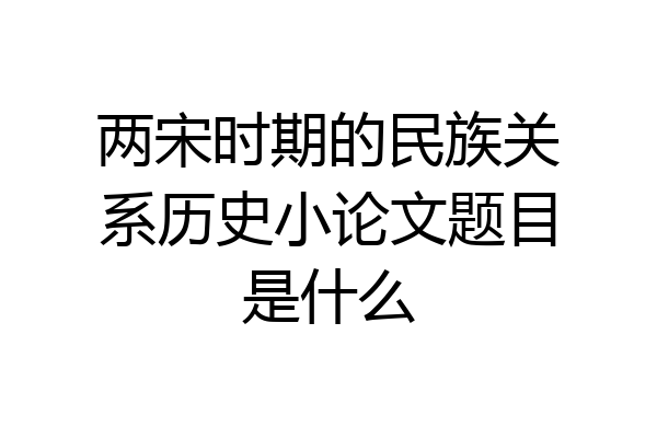 两宋时期的民族关系历史小论文题目是什么