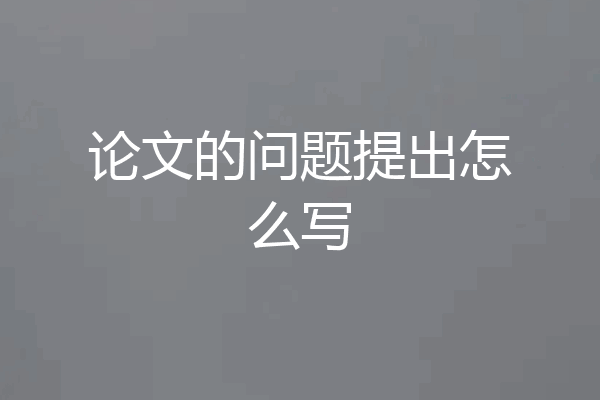 论文的问题提出怎么写