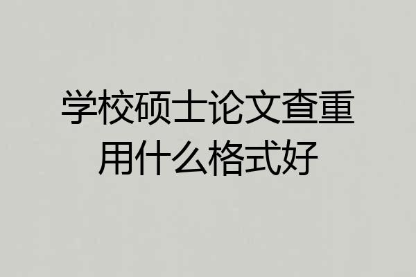学校硕士论文查重用什么格式好