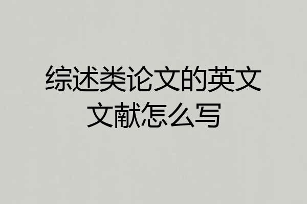 综述类论文的英文文献怎么写