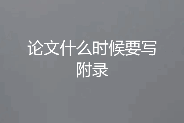 论文什么时候要写附录