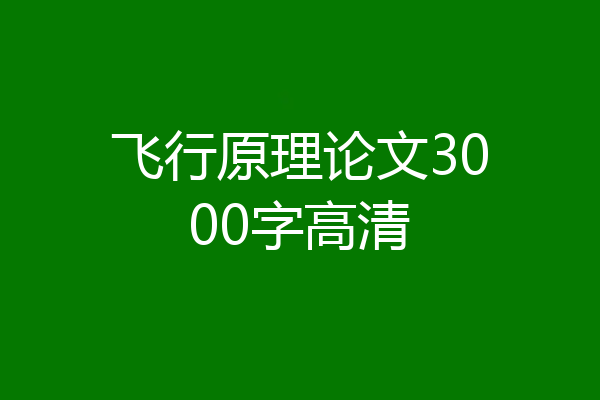 飞行原理论文3000字高清