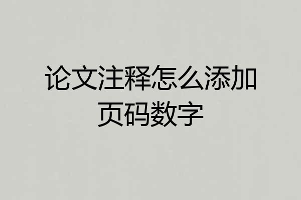 论文注释怎么添加页码数字