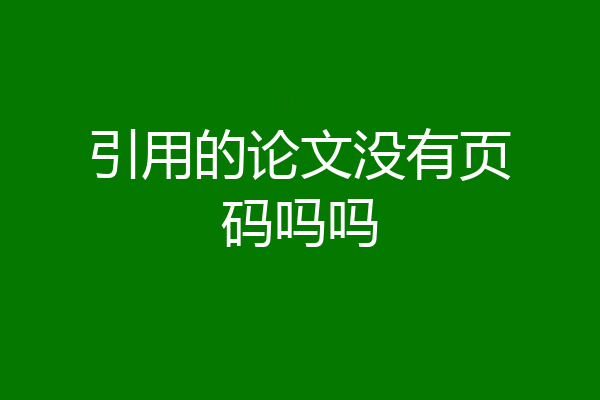 引用的论文没有页码吗吗